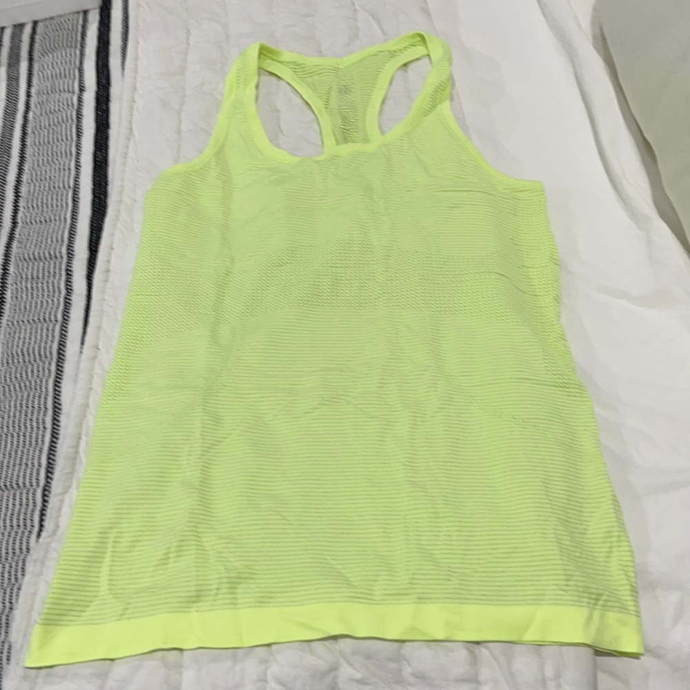 Neon yellow lululemon run tank